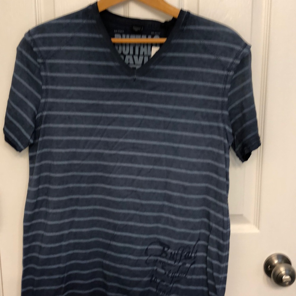Buffalo David Bitton Blue Striped V-neck Size S